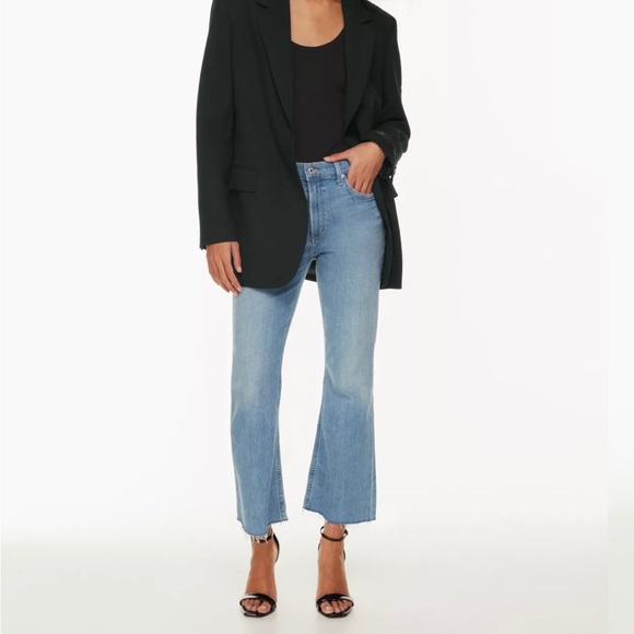 Isola High Waist Fray Hem Crop Bootcut Jeans In BLUE MOON - Picture 1 of 6